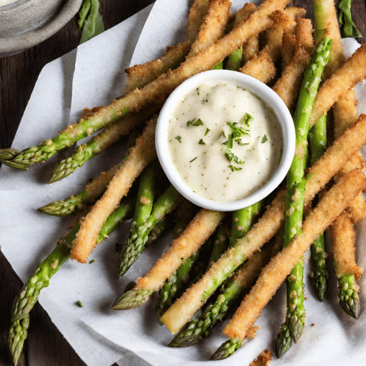 Baked Asparagus Fries with Garlic Aioli